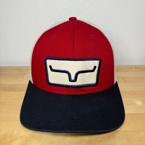 Kimes Ranch Red Navy Longhorn Logo Mesh Snapback Trucker Hat‎ Cap